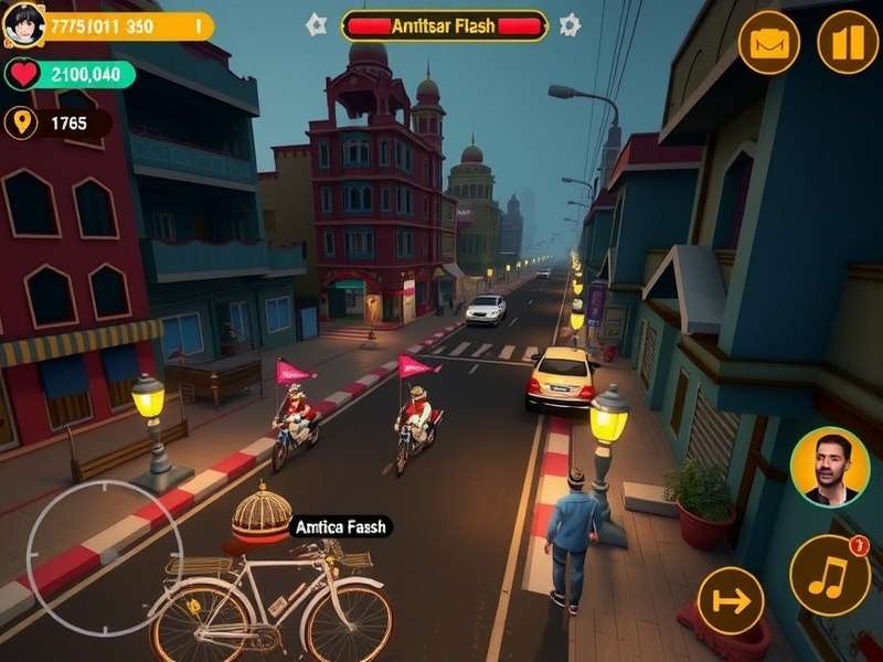 Zippy Amritsar Flash gameplay screenshot showing Amritsar streets